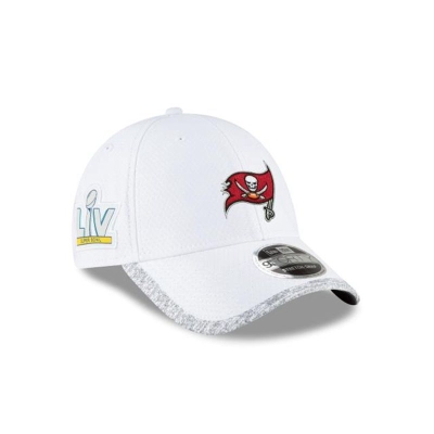 White Tampa Bay Buccaneers Hat - New Era NFL Super Bowl LV Sideline Stretch Snap 9FORTY Adjustable Caps USA1623049